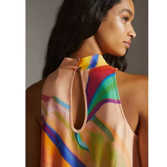 COPY - Anthropologie Farm Rio Maxi Dress Halter Abstract Painterly Pocket - Picture 3 of 6